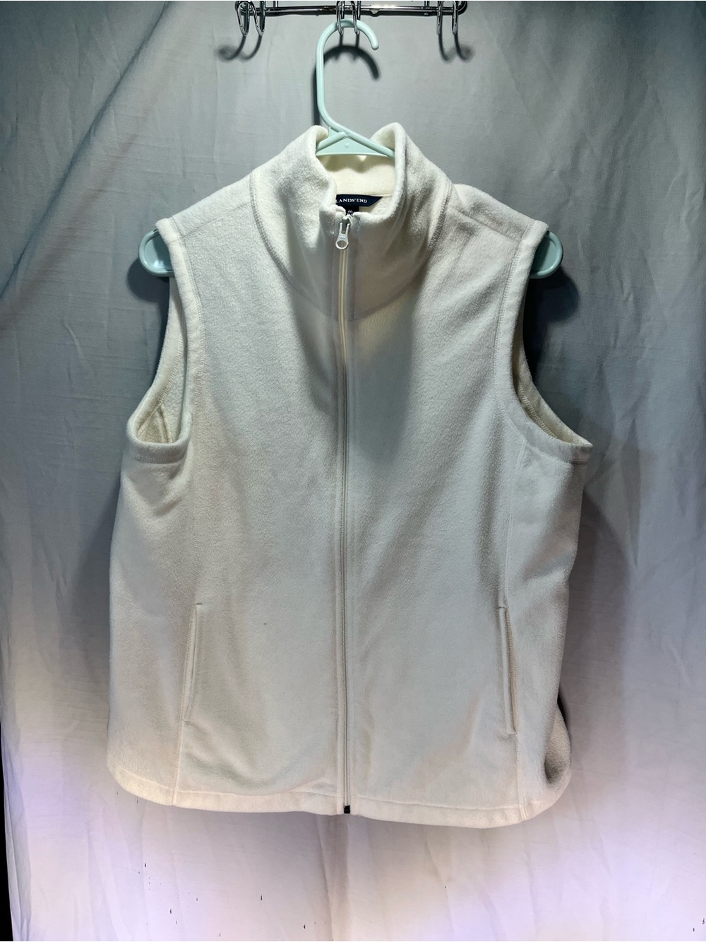 Lands' End Women's Ivory Full-Zip Fleece Vest